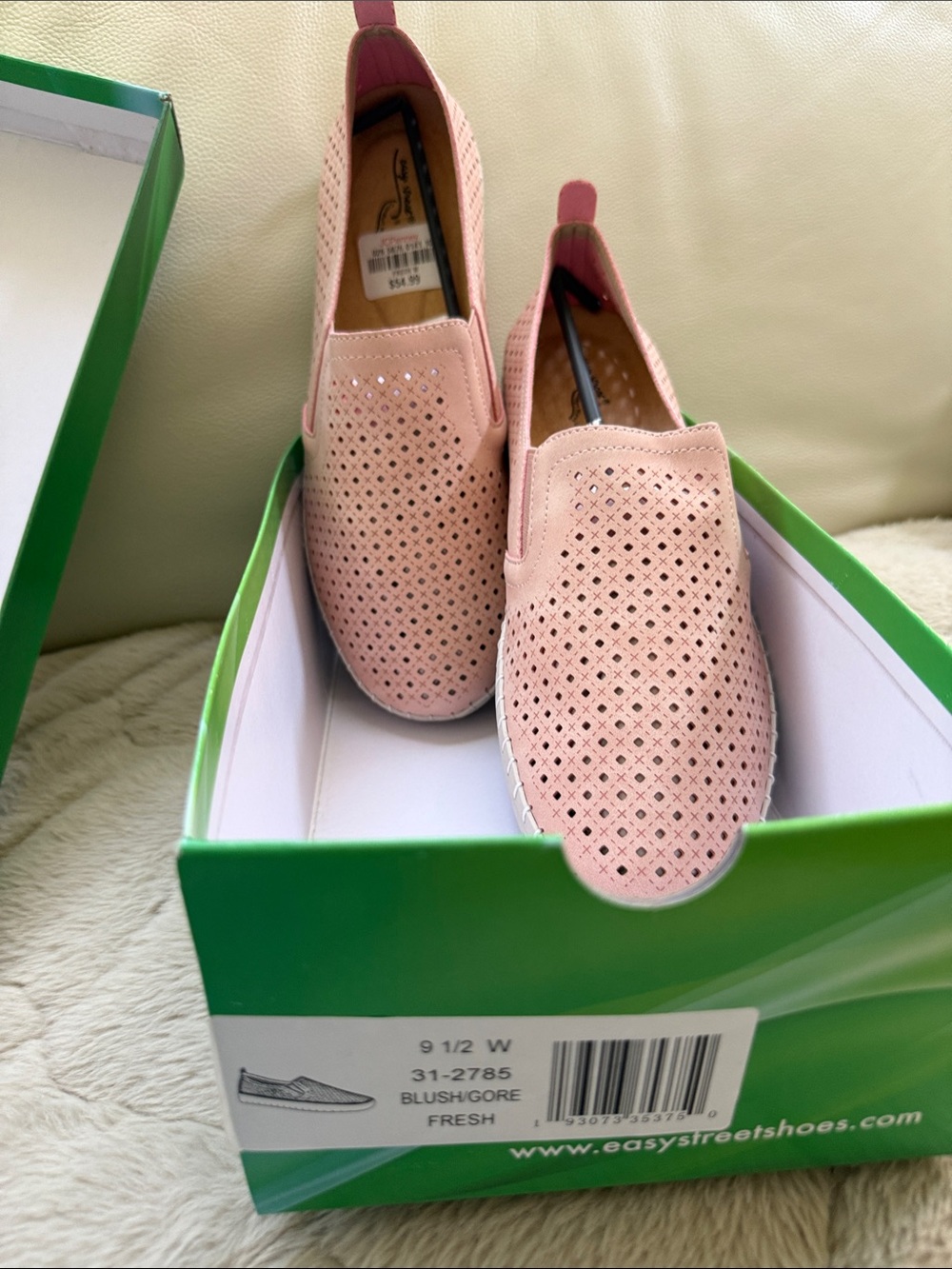 Easy Street Blush Perforated Slip-On Loafers